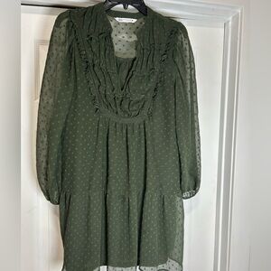 Zara Olive Long Sleeve Dress